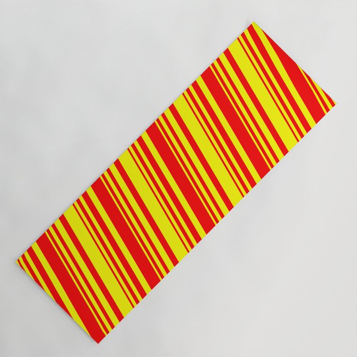 Red and Yellow Colored Lined/Striped Pattern Yoga Mat