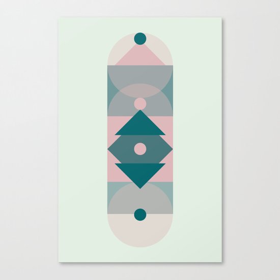 Nr. 2 Geometric Totem Pole Blush Pink and Green Canvas Print
