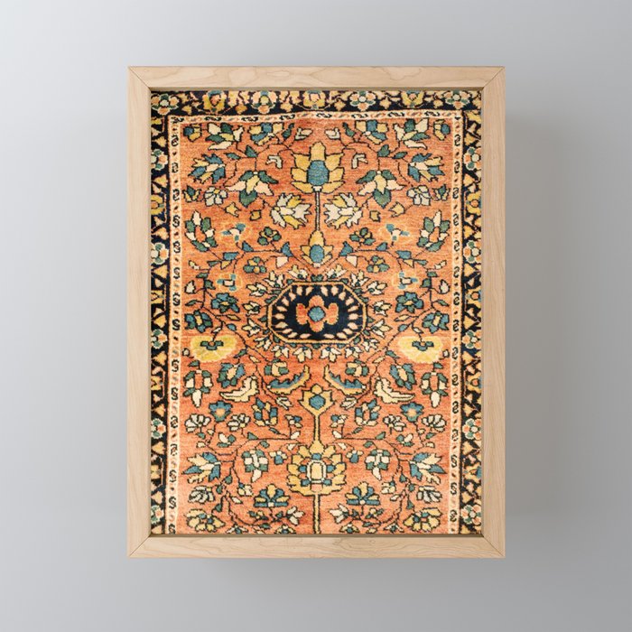 Sarouk Poshti Vintage Persian Rug Print Framed Mini Art Print