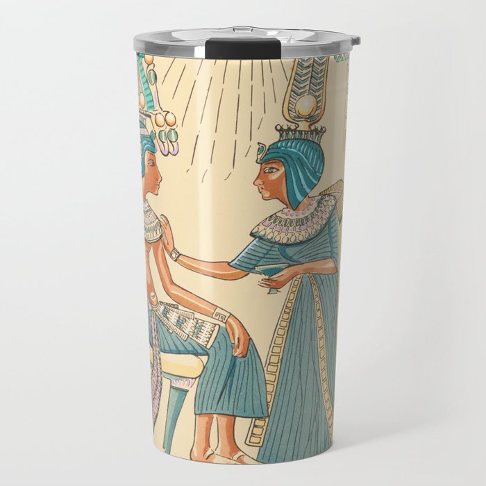 Akhenaten and Nefertiti Ancient Egyptian artwork Travel Mug