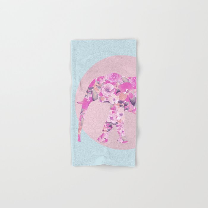Floral Elephant Pastel Pink And Blue Hand & Bath Towel