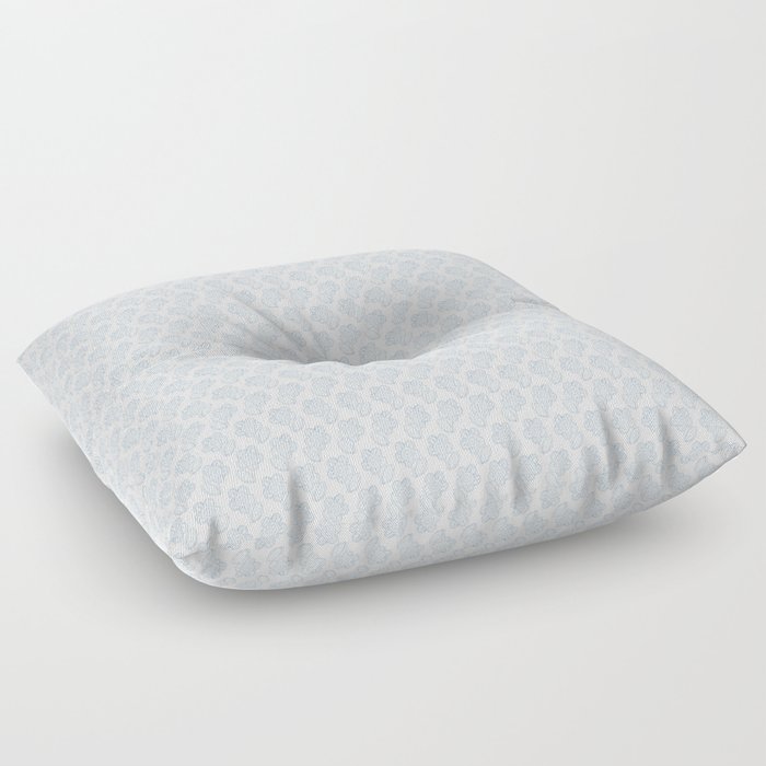 Lace flowers on rows pastel blue on white Floor Pillow