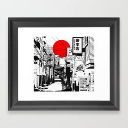 Tokyo street sunrise Gerahmter Kunstdruck | Far, Graphic Design, Street, Japan, Landscape, Osaka, Drawing, Streetart, Architecture, Kyoto 