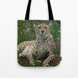 Cheetah Amidst Spring Flowers Tote Bag