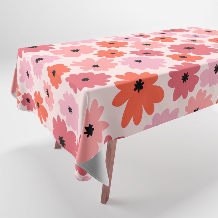 Pink and Peach Flowers Tablecloth
