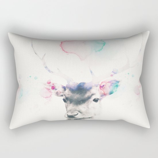 Pastel watercolor deer -Scandinavian art Rectangular Pillow