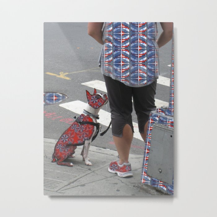 Dog and Master Patterned Metal Print