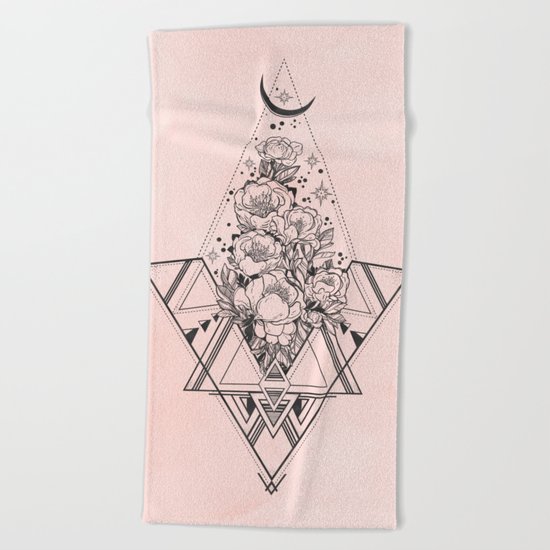 Roses in Moonlight Pink Beach Towel