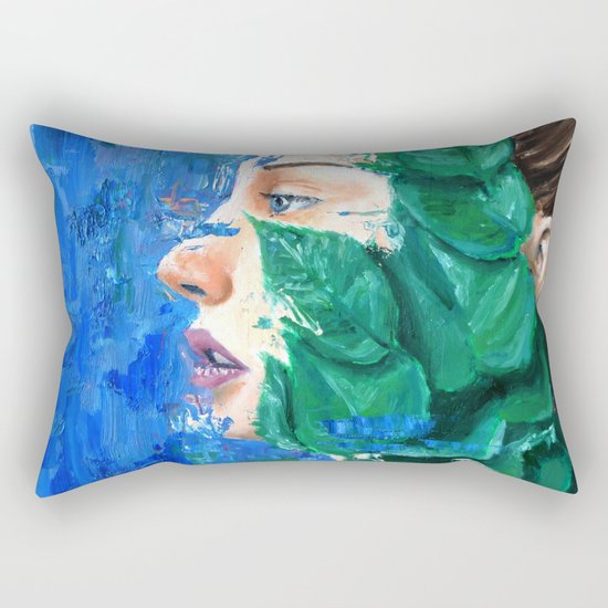 Leaves and face Rectangular Pillow