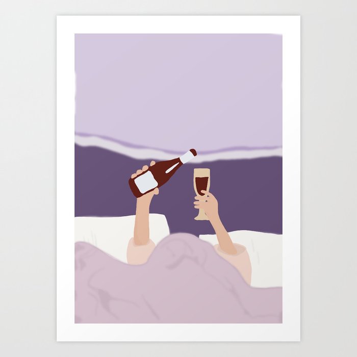 Wine In Bed Art Print