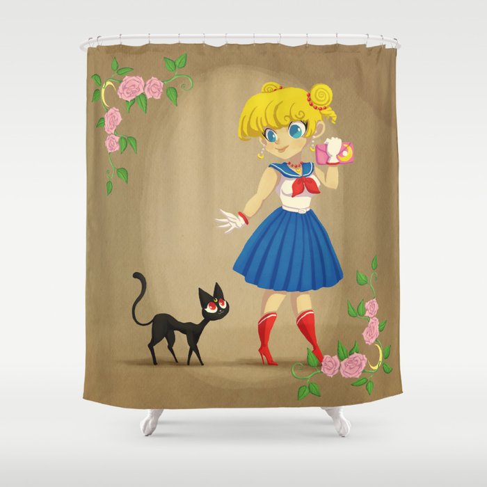Retro Sailor Moon Shower Curtain