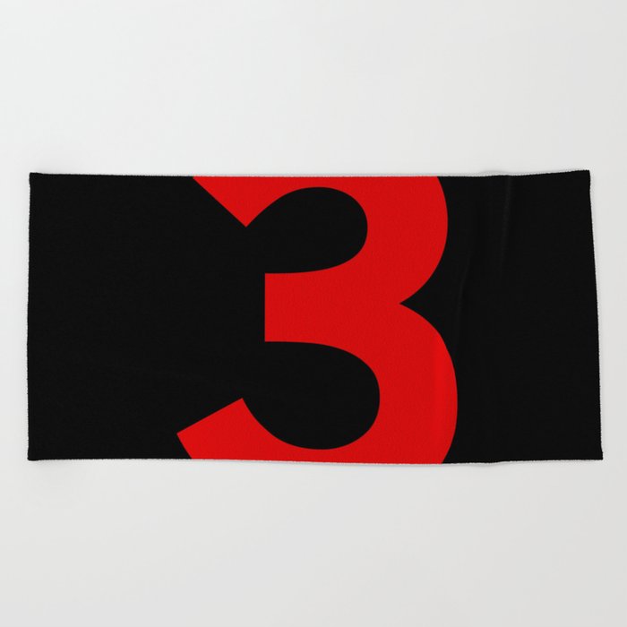 Number 3 (Red & Black) Beach Towel