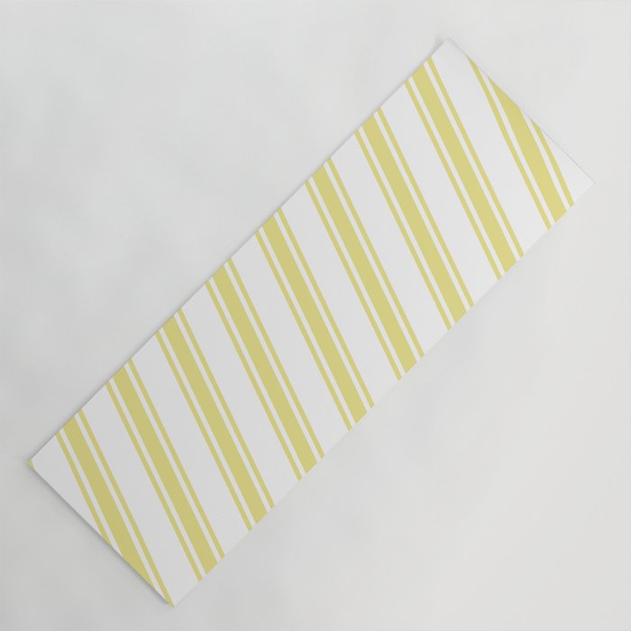 White & Tan Colored Lines/Stripes Pattern Yoga Mat