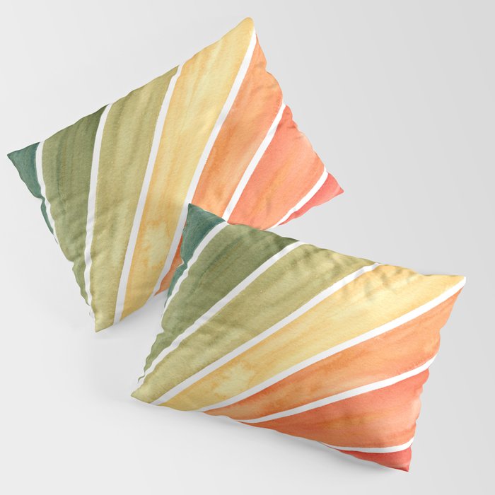 Rainbow Rays Geometric Abstract Pillow Sham