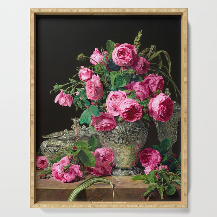 Roses, 1843 by Ferdinand Georg Waldmuller Serving Tray