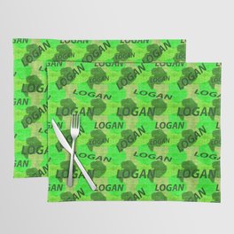  Logan pattern in green colors and watercolor texture Placemat