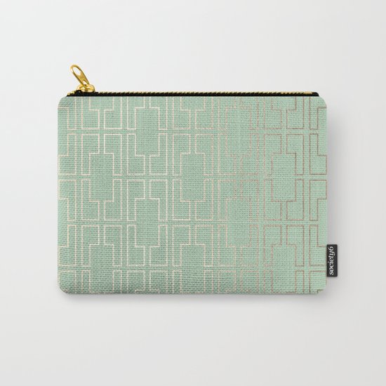 Simply Mid-Century in White Gold Sands and Pastel Cactus Green Carry-All Pouch