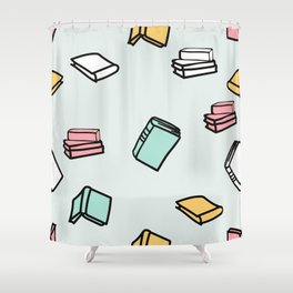 Hand Drawn Books Seamless Vector Pattern Background Shower Curtain