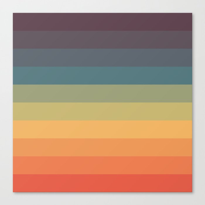 Colorful Retro Striped Rainbow Canvas Print