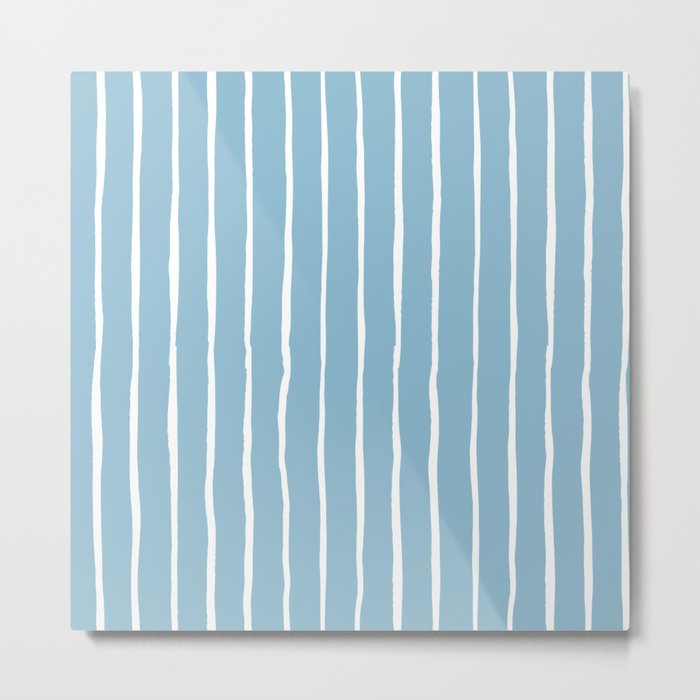 Light Blue Striped Pattern Metal Print
