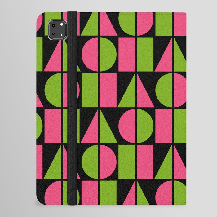 Symmetry Geometric Composition 723 Black Pink and Green iPad Folio Case