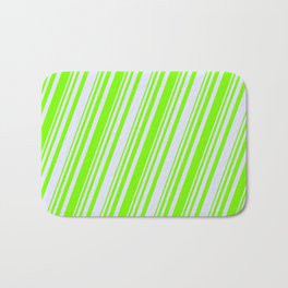 [ Thumbnail: Green & Lavender Colored Striped/Lined Pattern Bath Mat ]