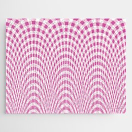 Pink and white curved squares Jigsaw Puzzle