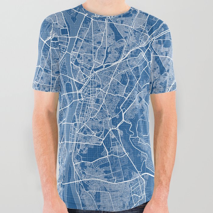 Cairo City Map of Egypt - Blueprint All Over Graphic Tee