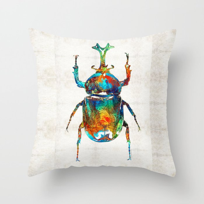 Colorful Beetle Art - Scarab Beauty - By Sharon Cummings Throw Pillow