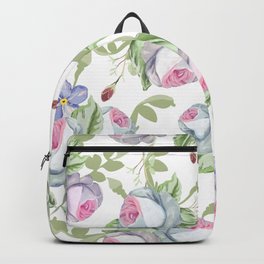 Heirloom florals pastel roses pattern white Backpack
