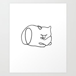 One Line Cat Nap Loaf Art Print