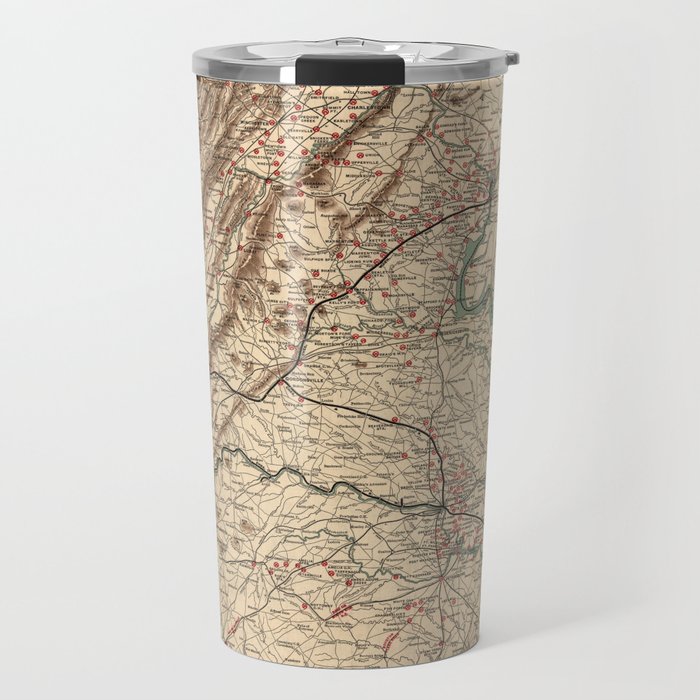 Vintage Virginia Civil War Battlefields Map, 1895 Travel Mug