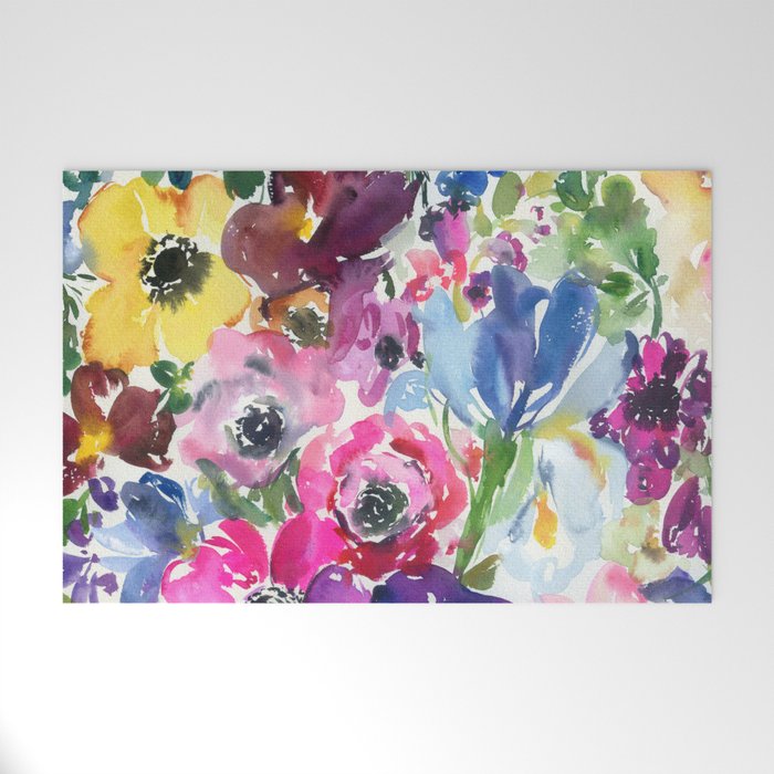 rainbow floral pattern N.o 2 Welcome Mat