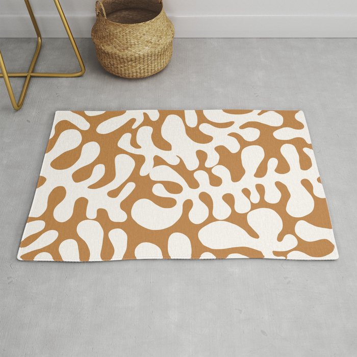 White Matisse cut outs seaweed pattern 4 Rug