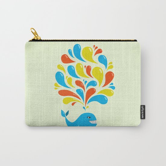 Colorful Swirls Happy Cartoon Whale Carry-All Pouch