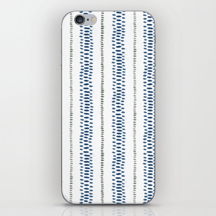 Navy Blue And Sage Green on White iPhone Skin