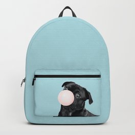 Bubble gum pug in blue Backpack