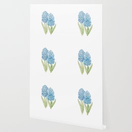 2 blue hyacinth ink and watercolor Wallpaper