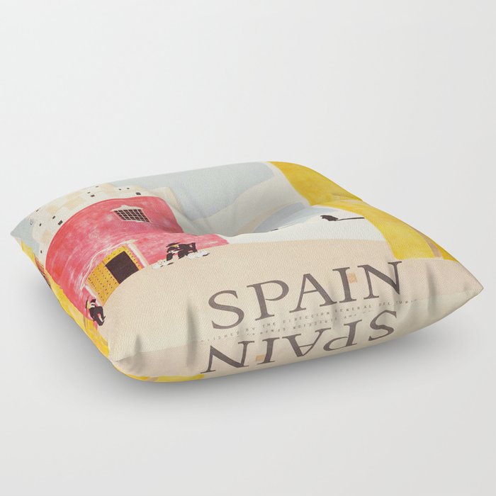 Spain Vintage Travel Poster Mid Century Minimalist Art Floor Pillow