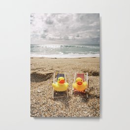 Rubber ducks on holiday. Metal Print