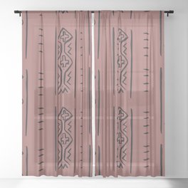 Mercy Mud Cloth Dark Pink and Black Pattern Sheer Curtain