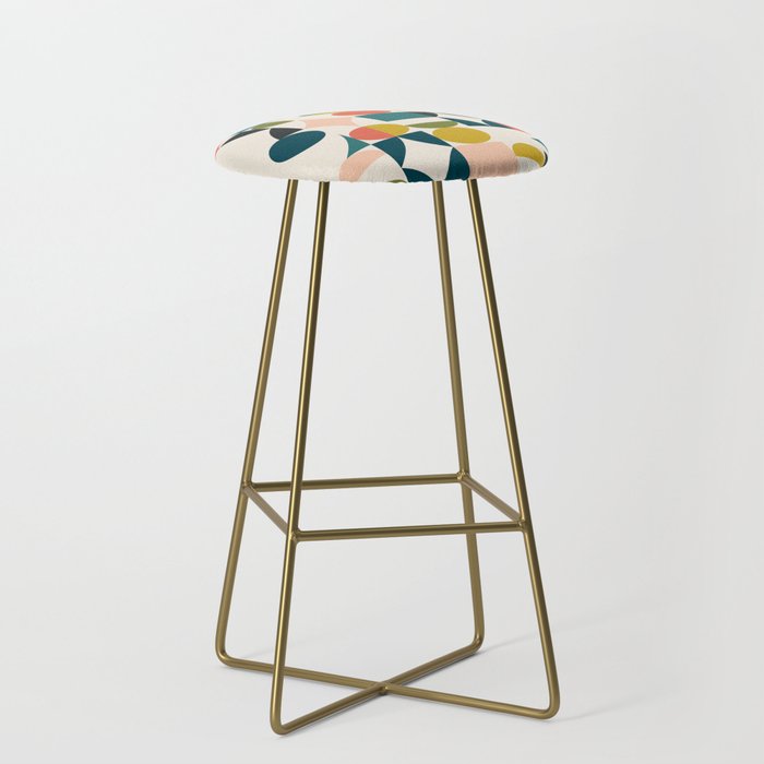 Mid Century Modern Abstract Colorful Shapes Funky Cool Minimalist Pattern Bar Stool