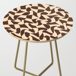 Wavy Checkerboard in Brown & Cream Side Table