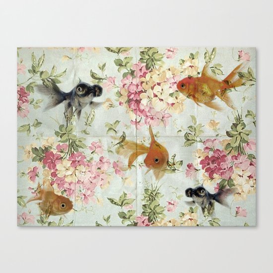 Gold fish wall paper Canvas Print
