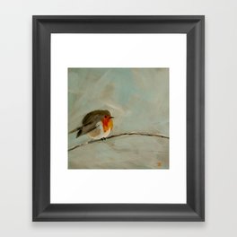 Robin On A Stick Framed Art Print