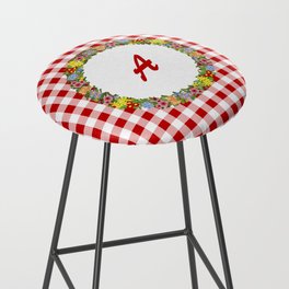 Floral Monogram - red A Bar Stool