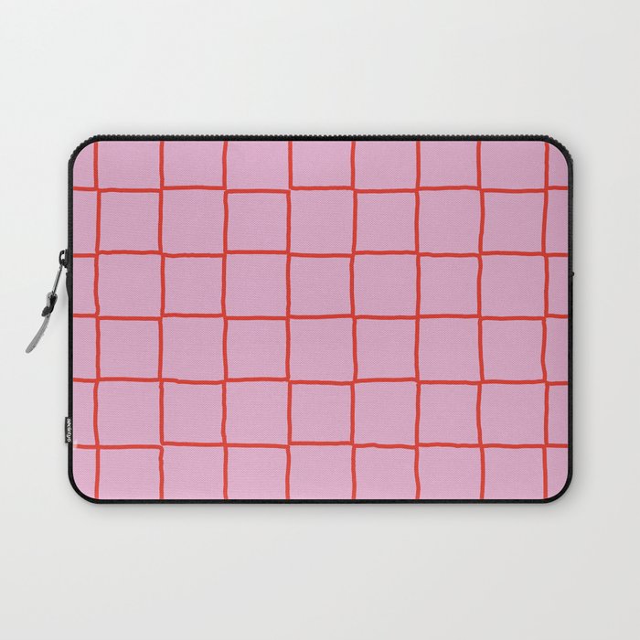 Retro Pink + Red Tiles Checker Plaid Laptop Sleeve