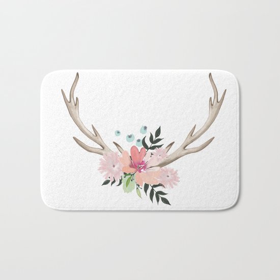watercolor horns Bath Mat