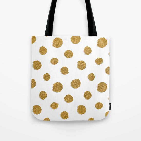 Golden touch III- Gold glitter effect polkadot pattern Tote Bag