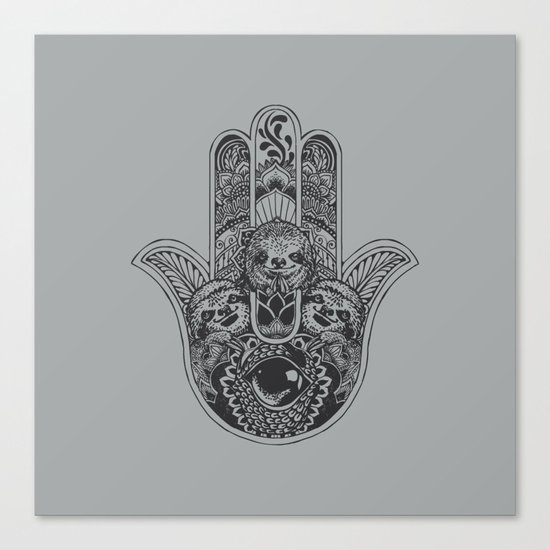 Hamsa Hand Sloth Canvas Print
